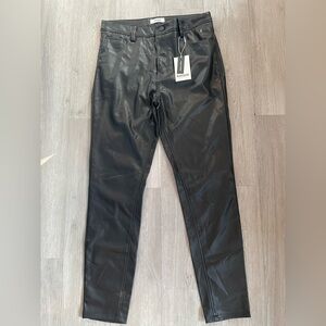 Kensie Faux Leather Black Straight Leg Pants size 6/28 NWT